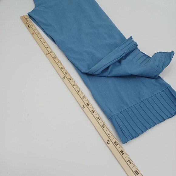 Focus Casual Life Blue Pleated Hem Straight Leg Pant Women's S Relaxed Lagenlook - Picture 9 of 9